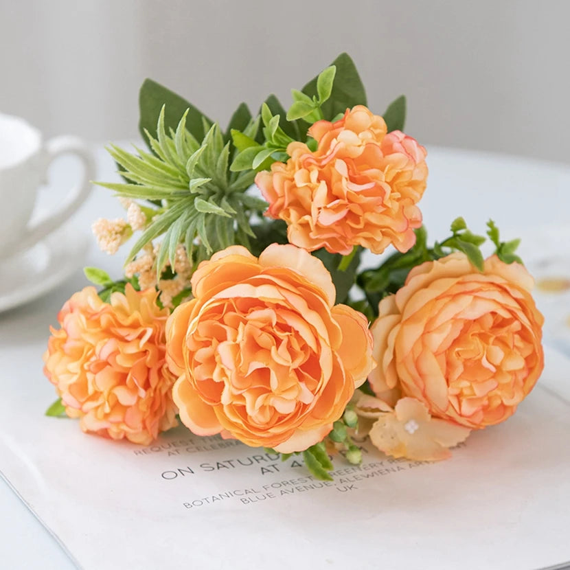 Artificial Silk Peony Chrysanthemum Bouquet | Wedding & Home Decor