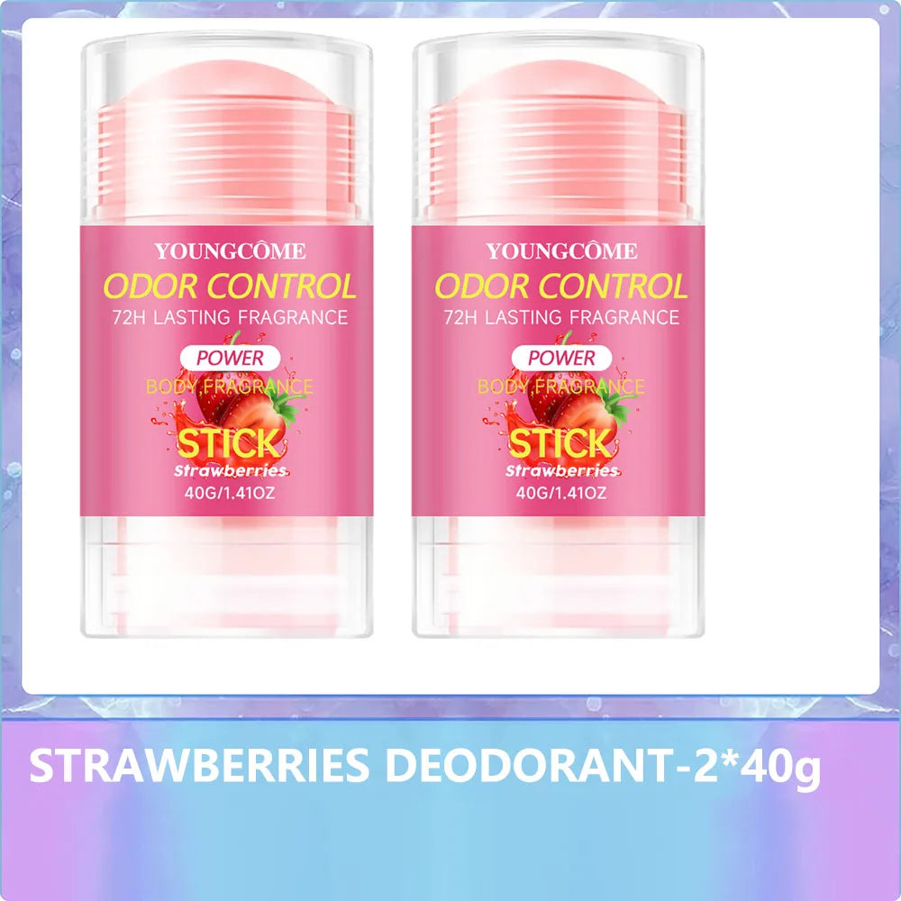 YOUNGCOME Strawberry Deodorant – 72H Aluminum-Free for Women