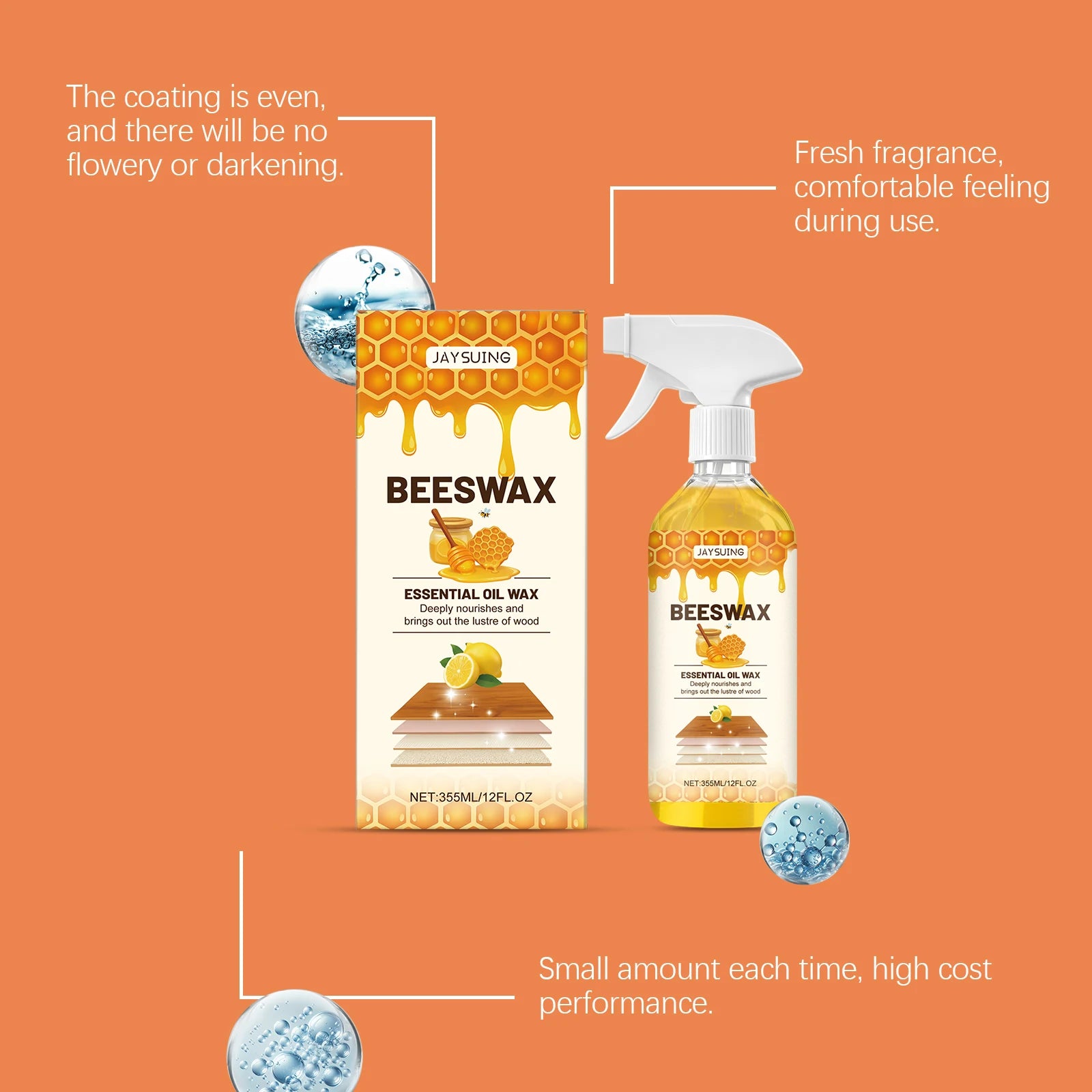 Beeswax Furniture Spray 355ml – Clean, Polish & Restore Wood Furniture Polish Spray Peaceful Pleasures Health and Wellness