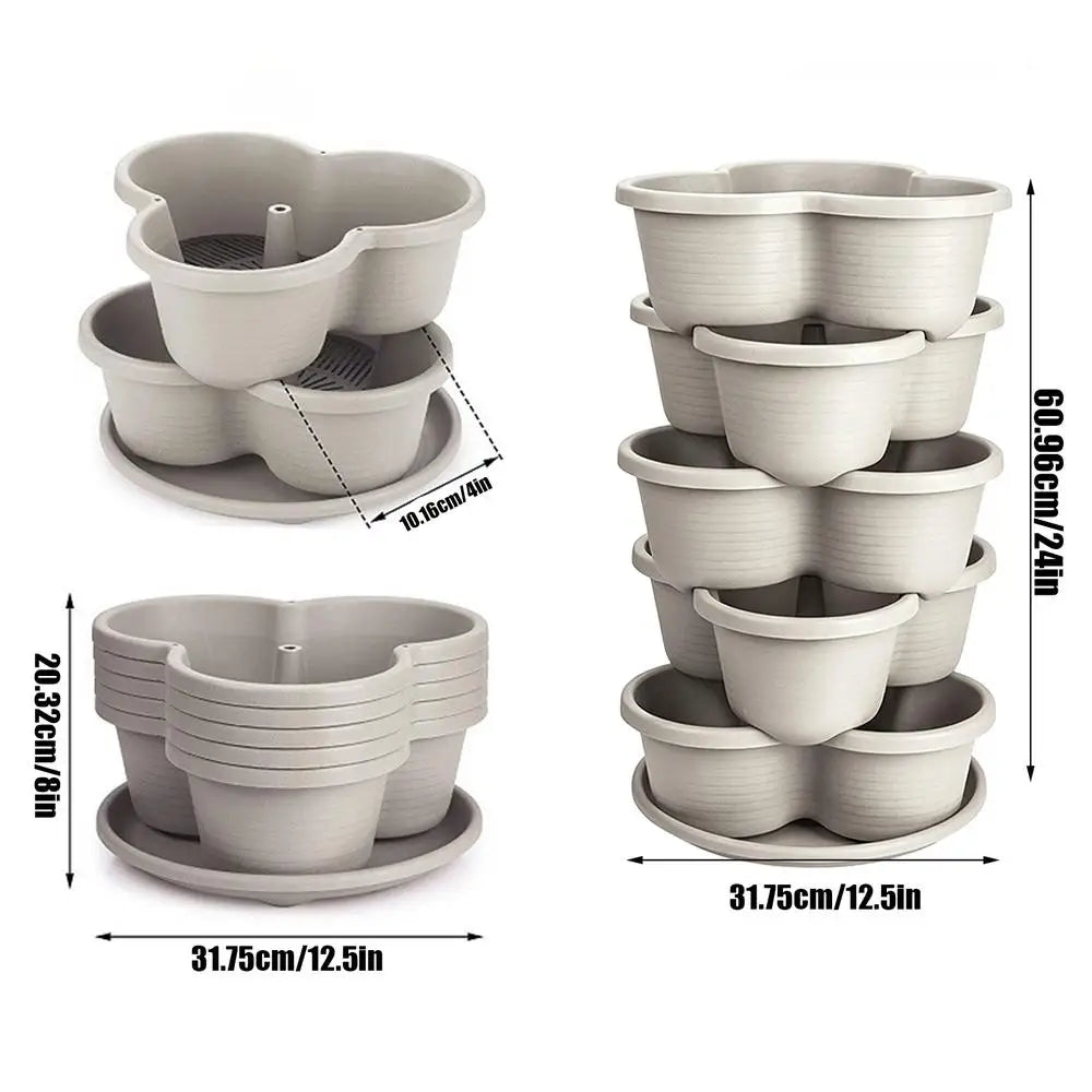 Stackable Vertical Garden Planter Tower – 5-Tier Flower Pot Set