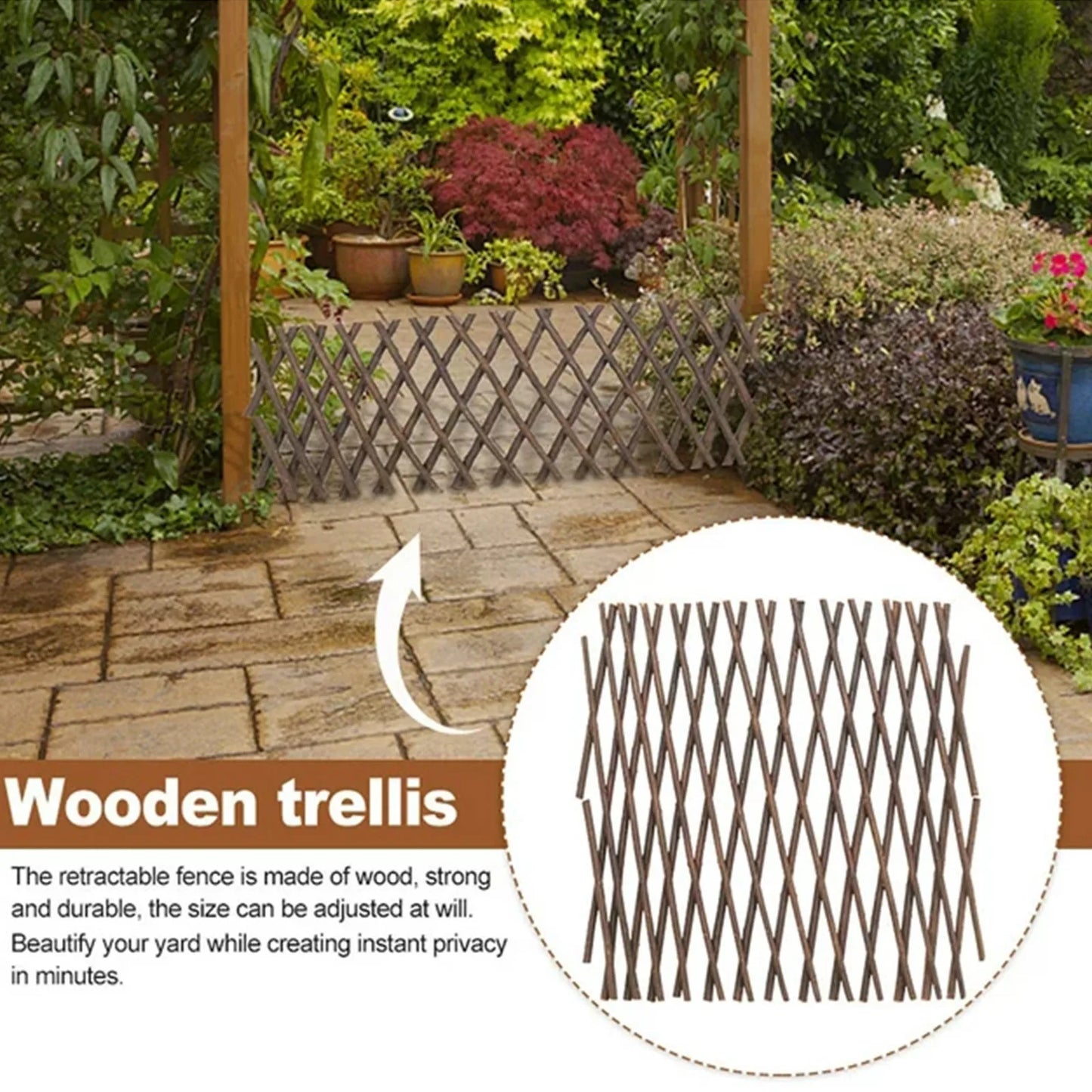 Garden Expanding Wooden Trellis Expandable Trellises Aluminum Riveted Each Piece Expands to Climbing Plants Support Peaceful Pleasures Health and Wellness