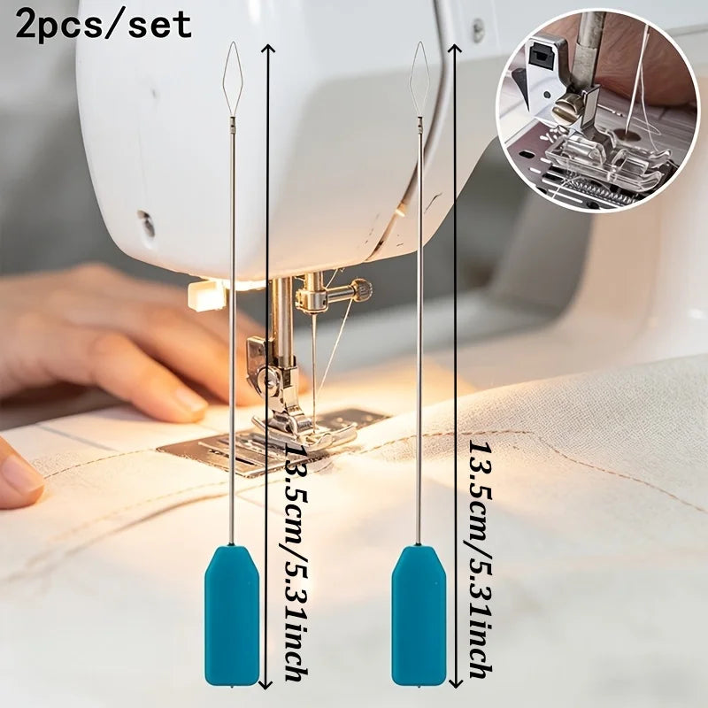 2/4/6Pcs Needle Threader Blue Plastic Handle Sewing Machine Needle Threader Household Industrial Sewing Tool Quick Threading Aid Peaceful Pleasures Health and Wellness 2Pcs 13.5cm