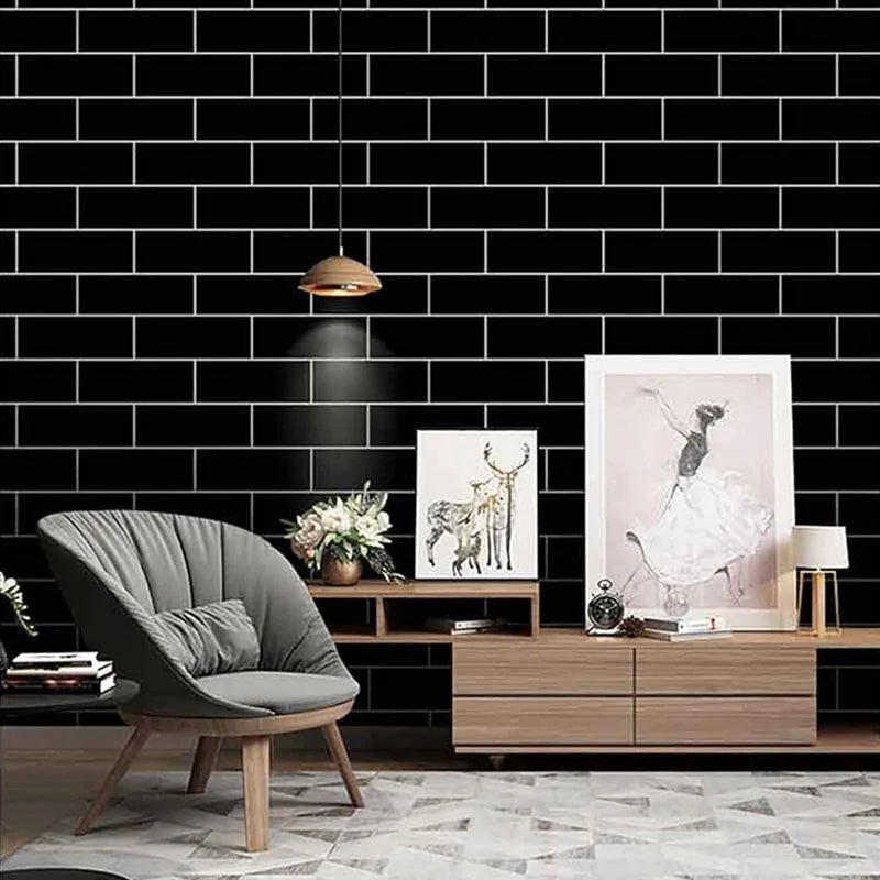 Black Brick Peel & Stick Wallpaper – Waterproof Self-Adhesive 40cm