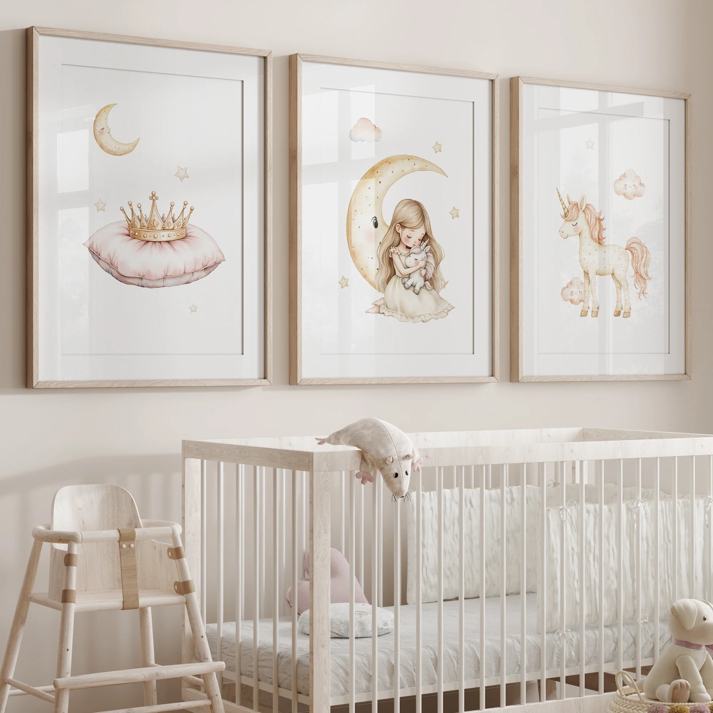 3-Piece Sleeping Princess Canvas Wall Art | Girls Room Decor