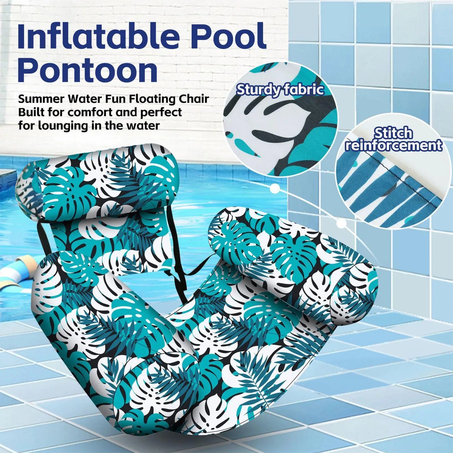 Inflatable Pool Float Chair with Armrests | PVC Water Lounger