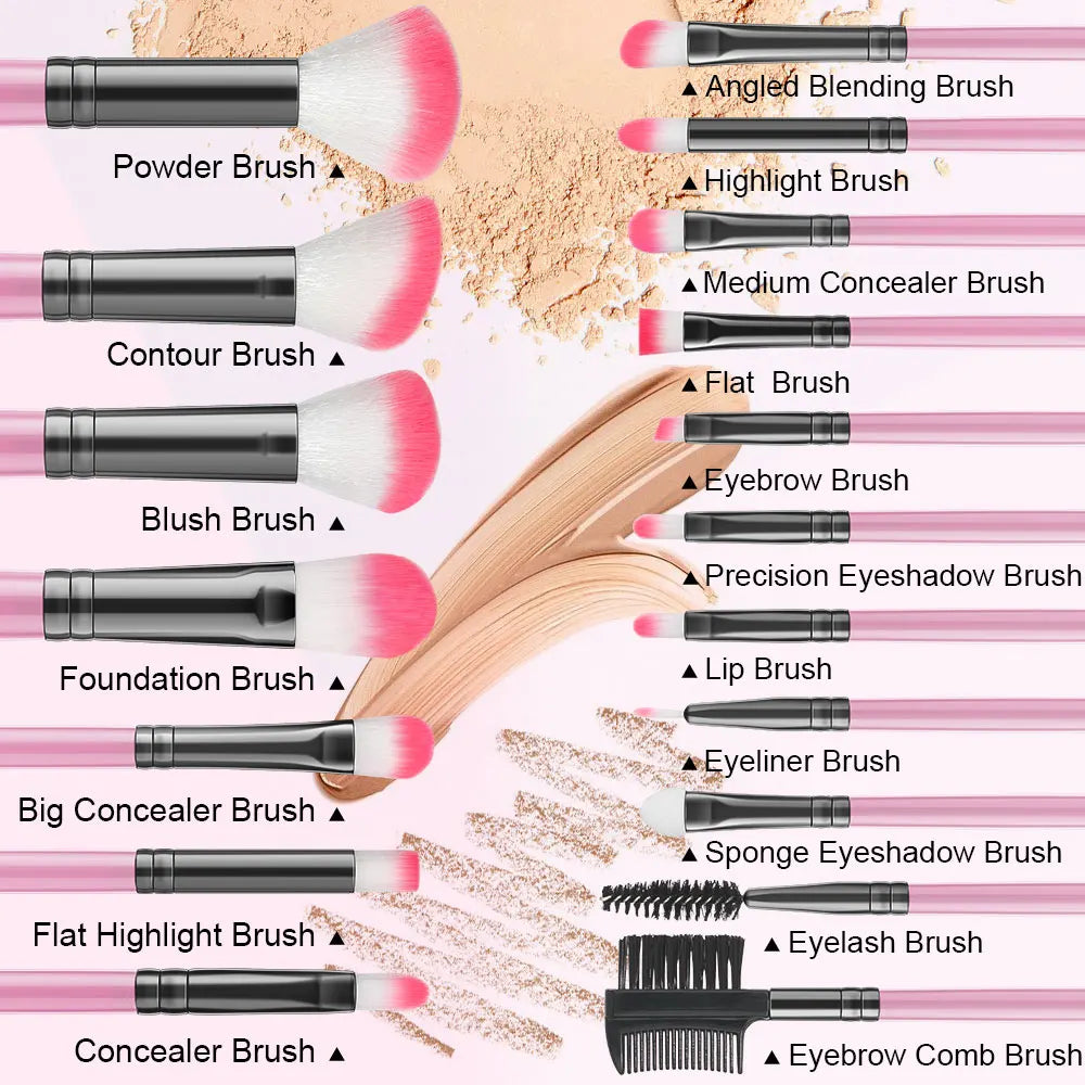 18-Piece Makeup Brush Set – Foundation, Eyeshadow & Blush