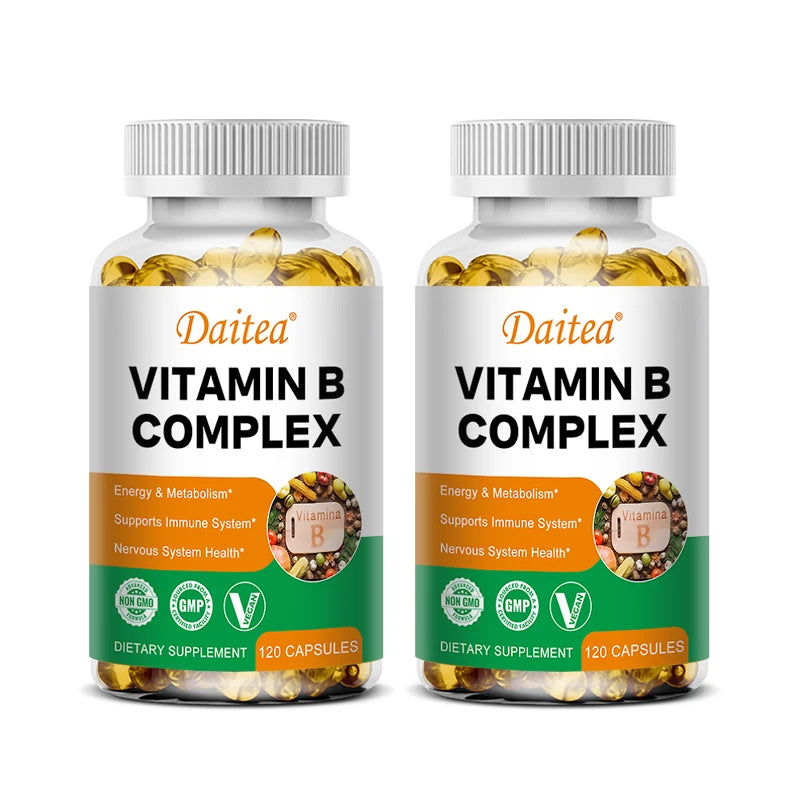 Organic Vitamin B Complex Supports Energy, Immune Health, Antioxidant Supplement - 30/60/120 Vegetarian Capsules Peaceful Pleasures Health and Wellness 120 count-2 bottle