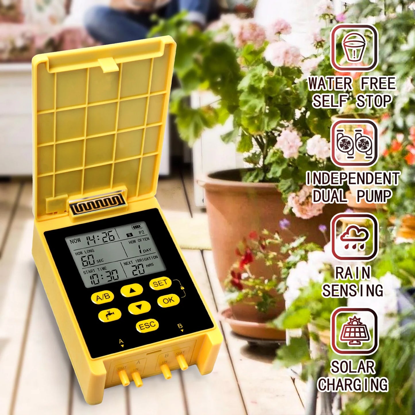 2 Group Automatic Watering System Dual Pump Solar Drip Irrigation