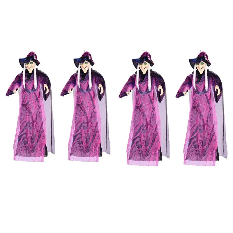 Voice-Activated Glowing Witch Halloween Hanging Prop | 1–4 Pack