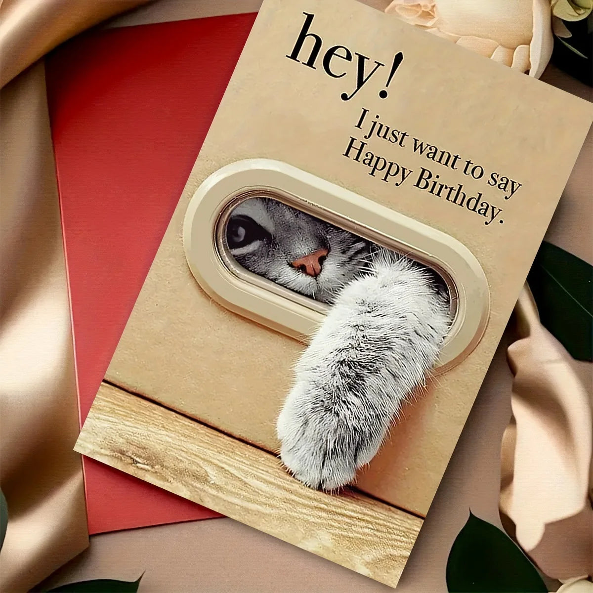 Cute Cat Paw Birthday Card with Envelope & Sticker | 1–40 Sets