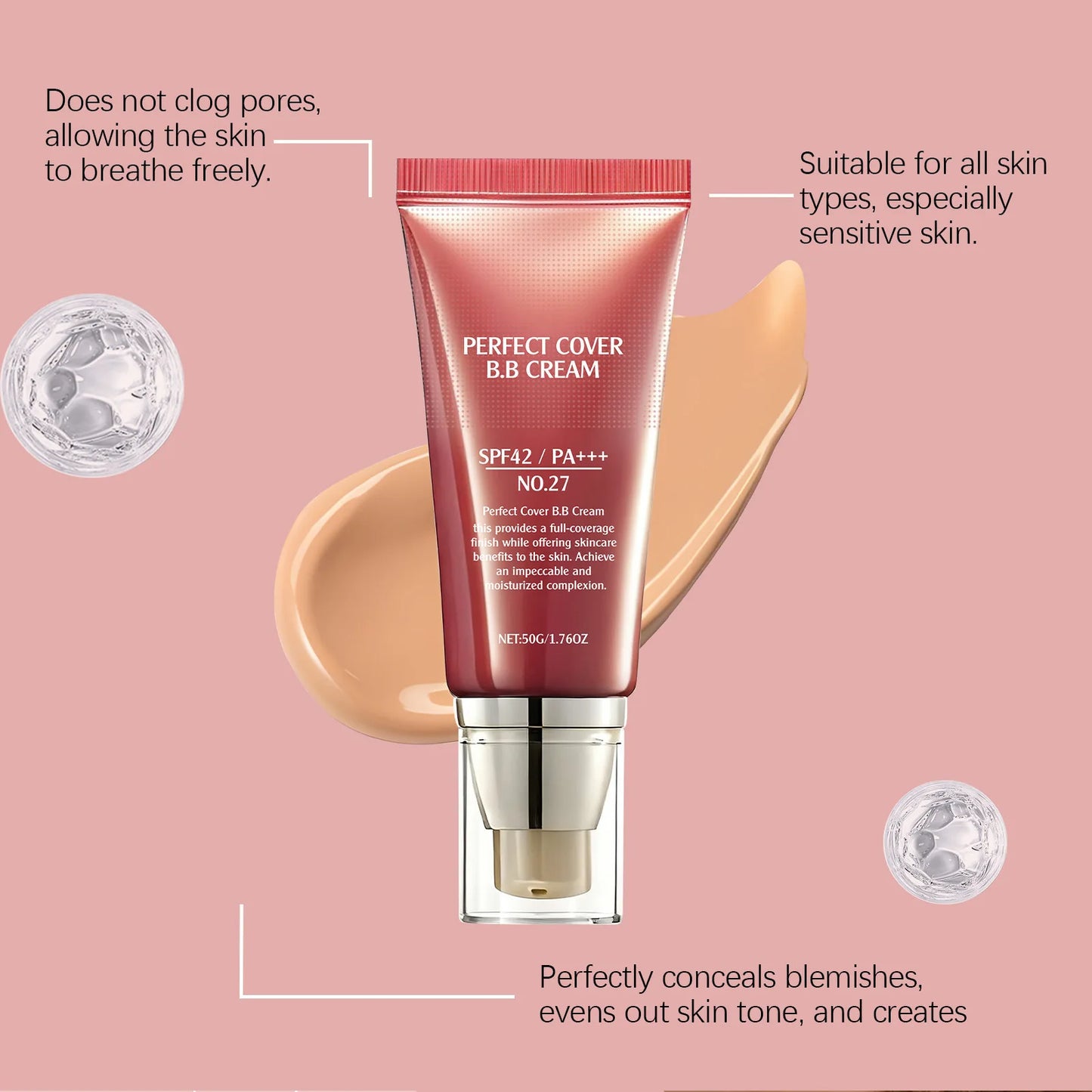 BB Cream SPF 42 PA+++ Tinted Moisturizer Full Coverage Foundation