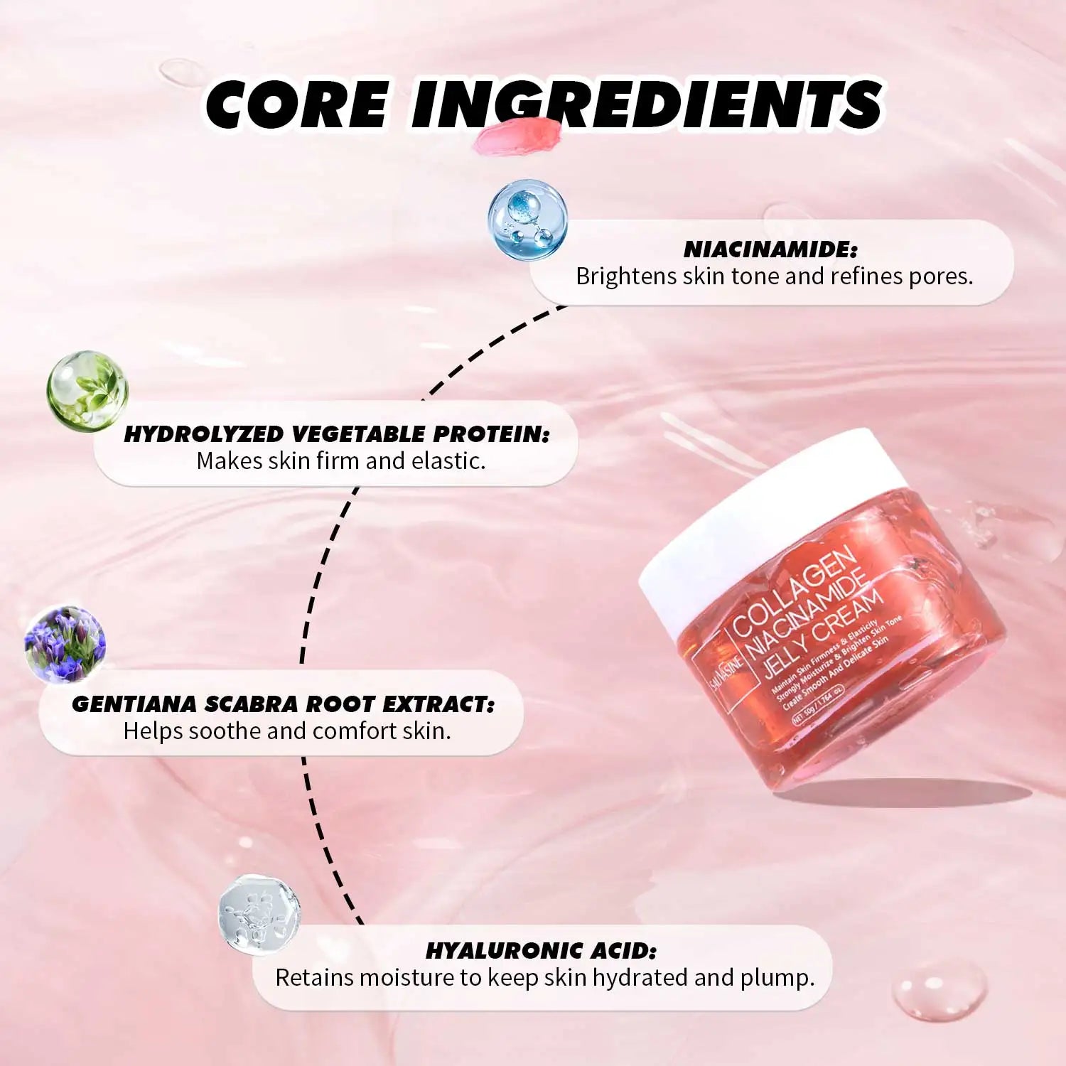 Collagen Jelly Cream Niacinamide And Hydrolyzed Collagen Strengthen The Skin Barrier Lasting Moisturizing The Skin Face Care Peaceful Pleasures Health and Wellness