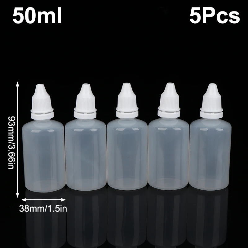 5Pcs 3/5/10/15/20/30/50/100ml Empty Plastic Dropper Bottle Paint Beauty Oil Ink Squeezable Refillable Bottle Cosmetics Storage Peaceful Pleasures Health and Wellness 50ml