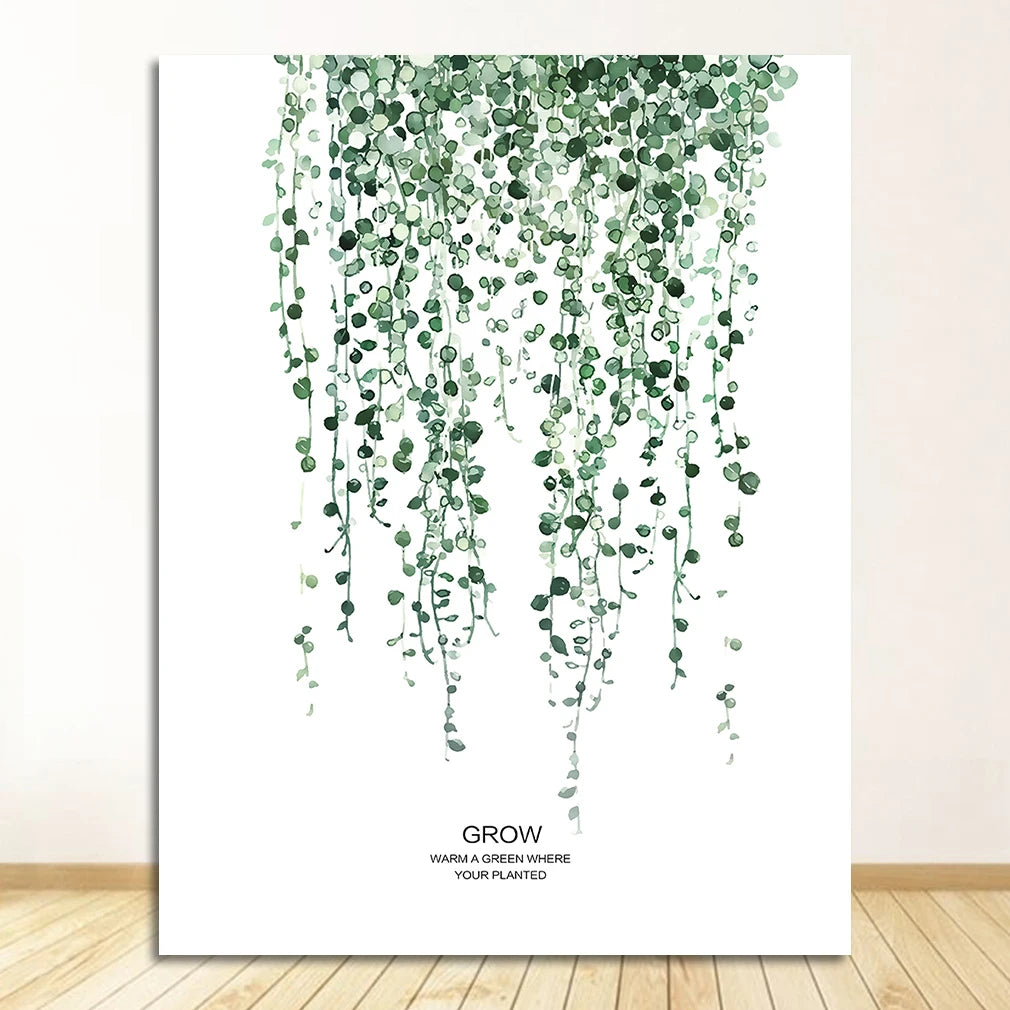 Tropical Green Leaves Watercolor Canvas Wall Art Print Canvas Wall Art Print Peaceful Pleasures Health and Wellness 1483-07 20x30cm Unframed