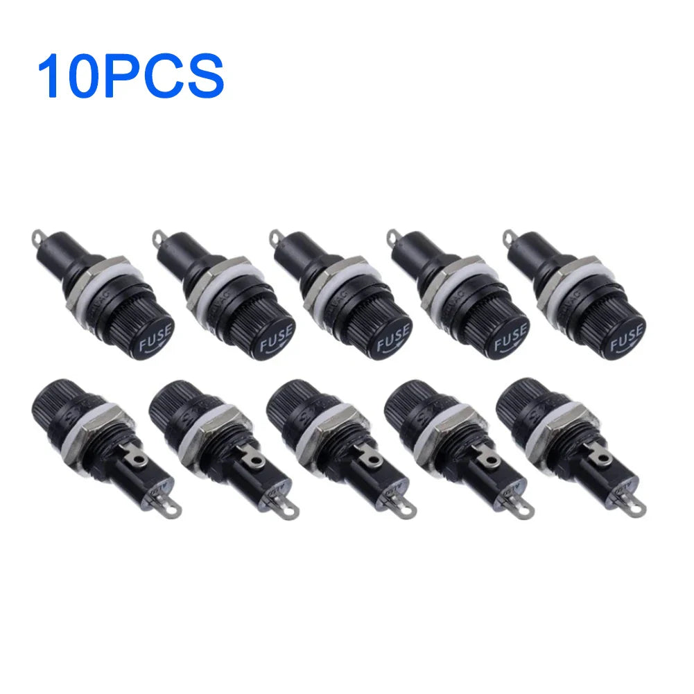 10-Pack 5x20mm Panel Mount Fuse Holders – 10A 250V