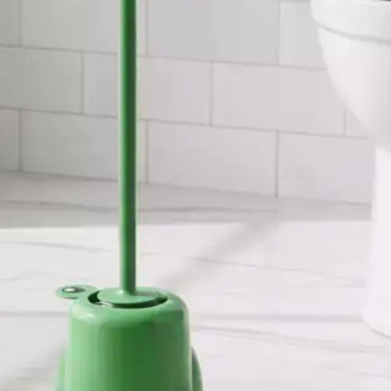 Cartoon Frog Toilet Brush with Base | Long Handle No-Drill