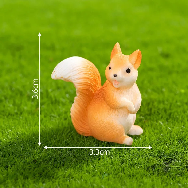 Squirrel Figurine Miniatures Pine Cones Cute Mini Animals Figurine Model for Desk Garden Decoration for Home Resin Diy Crafts Peaceful Pleasures Health and Wellness