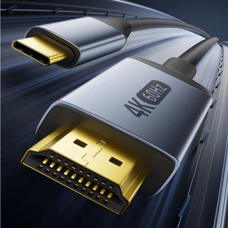 4K Type-C To HDMI Cable 4K@60Hz 2K@120Hz Type C HDMI Cables HDMI-Compatible Converter Adapter For Thunderbolt 3/4 Laptop TV Peaceful Pleasures Health and Wellness