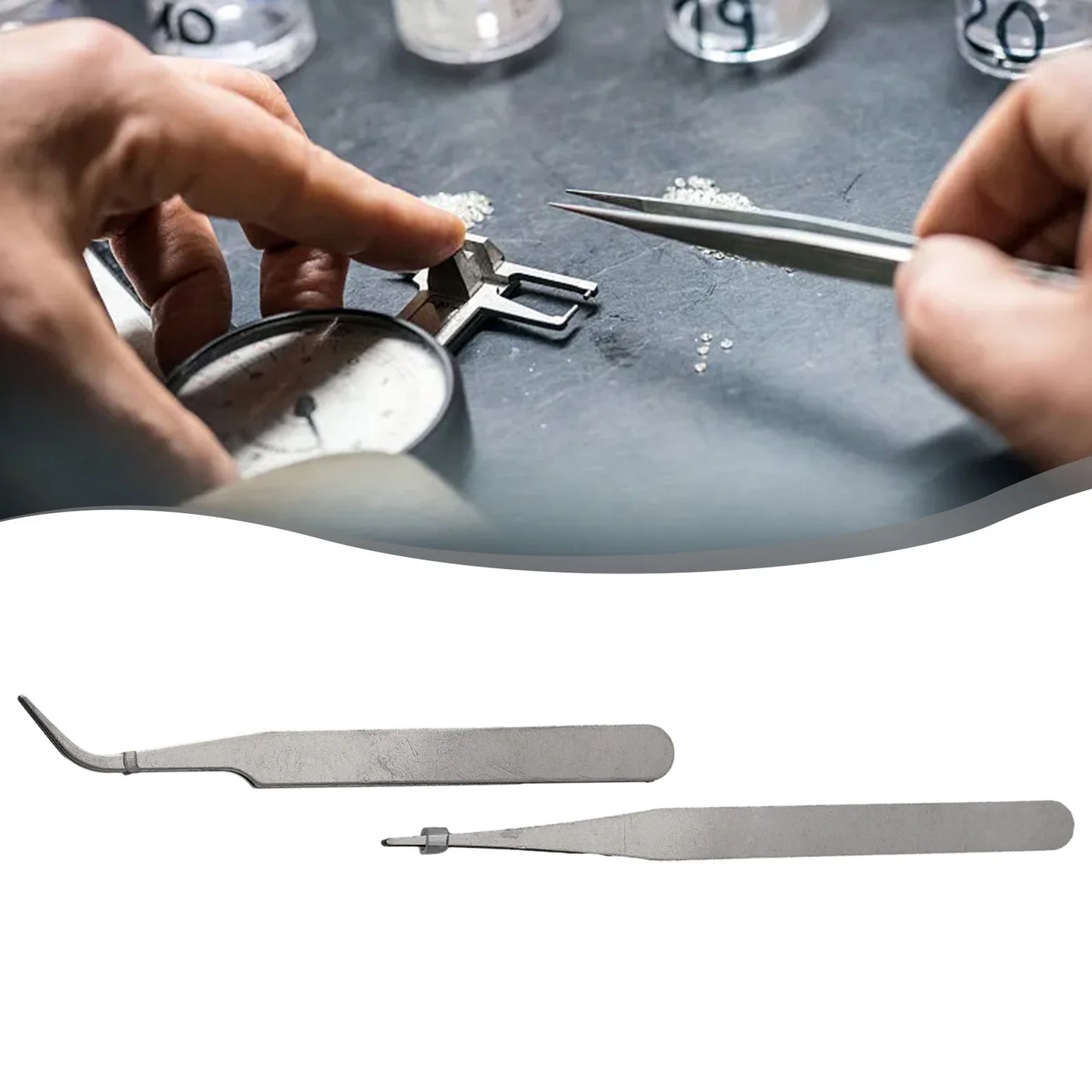 Stainless Steel Mini Tweezers Dismantling Repair Tool Curved Straight