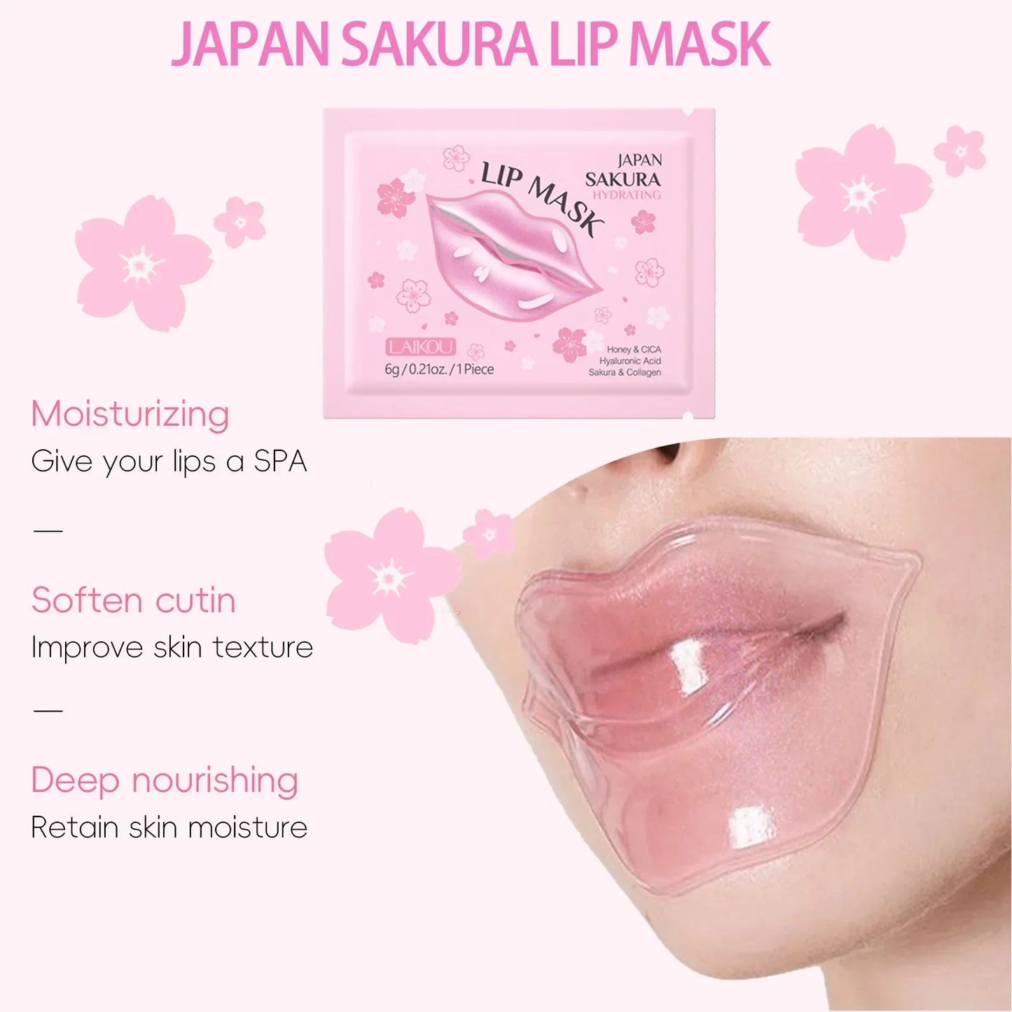 LAIKOU Lip Mask Gel Patches – Moisturizing, Hydrating & Lip Line Repair Peaceful Pleasures Health and Wellness