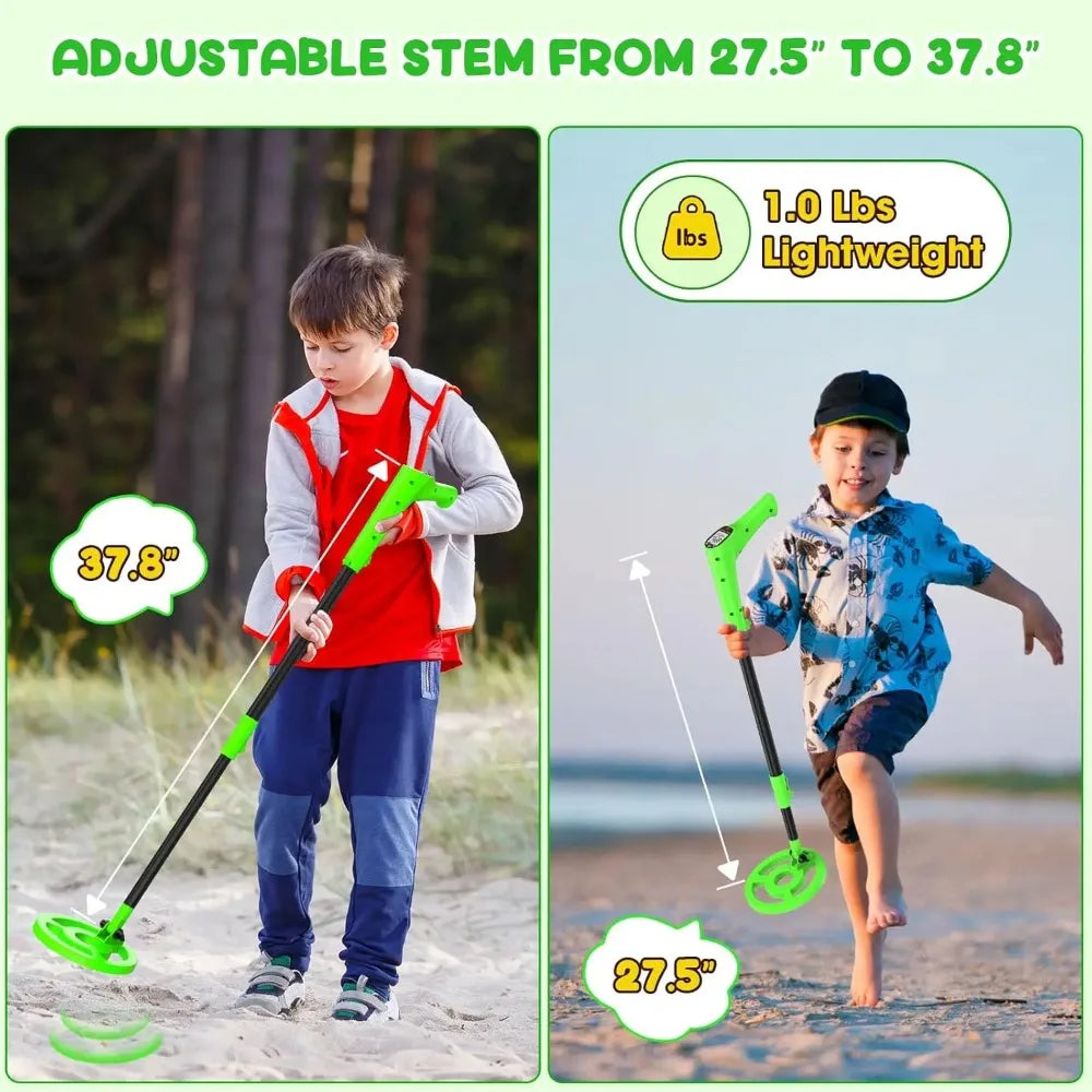 Kids Outdoor Educational Toy LCD Metal Detector 27.5"-37.8" Adjustable 6.5" Coil Peaceful Pleasures Health and Wellness