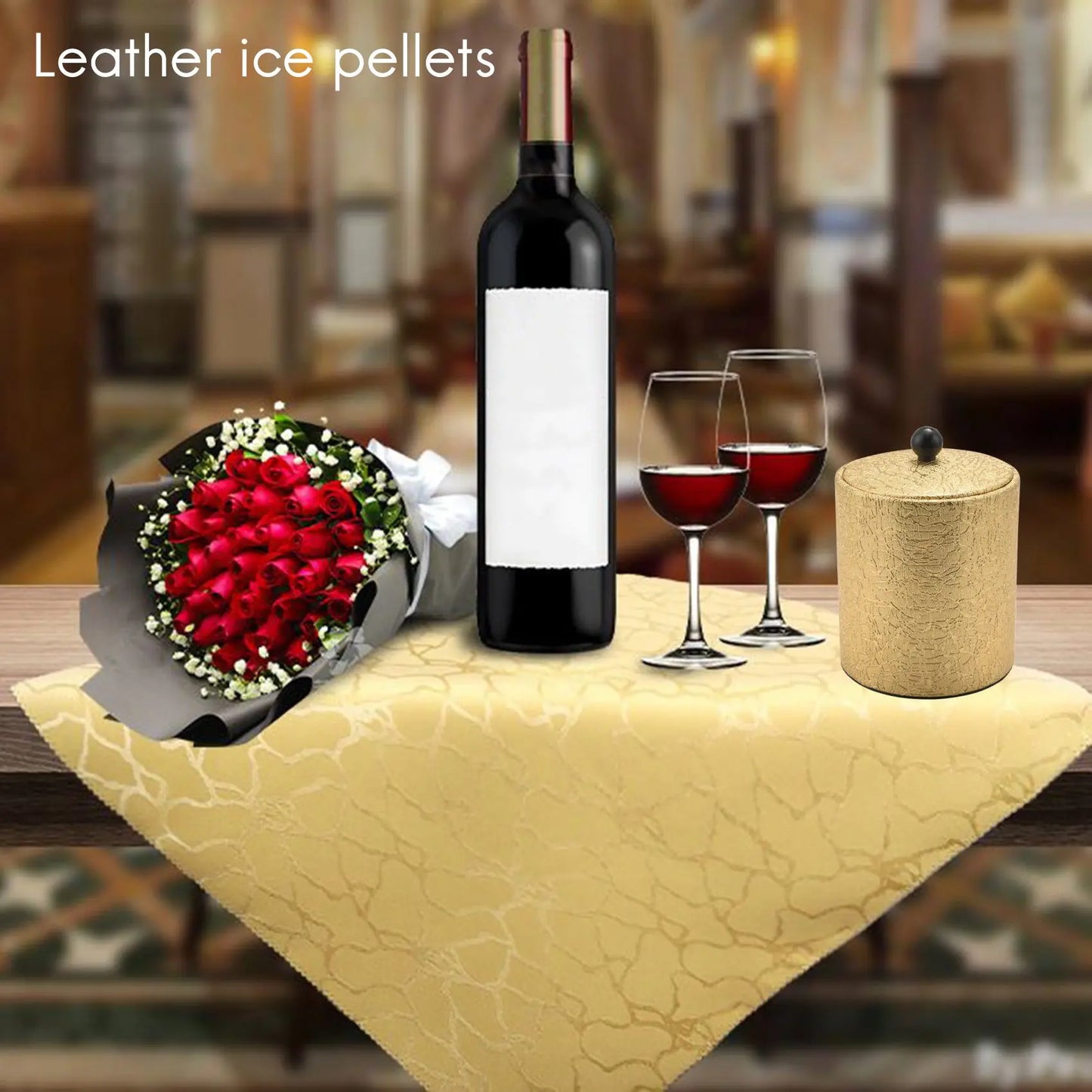 A36T-1.3L Stainless Steel Ice Bucket Leather Ice Bucket European Style Wine Red Wine Bar KTV Supplies Champagne Bucket Peaceful Pleasures Health and Wellness