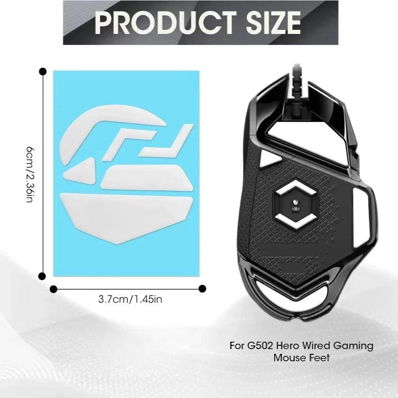 2pcs Teflon Foot Pads for Logitech G502 Hero Wired Mouse - E-Sports Gaming Mouse Accessories, Black, Mouse Pads for Desk Peaceful Pleasures Health and Wellness