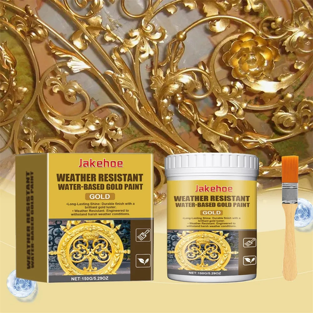 Water-Based Metallic Gold Paint | Outdoor Anti-Corrosion Finish Metallic Gold Paint Peaceful Pleasures Health and Wellness