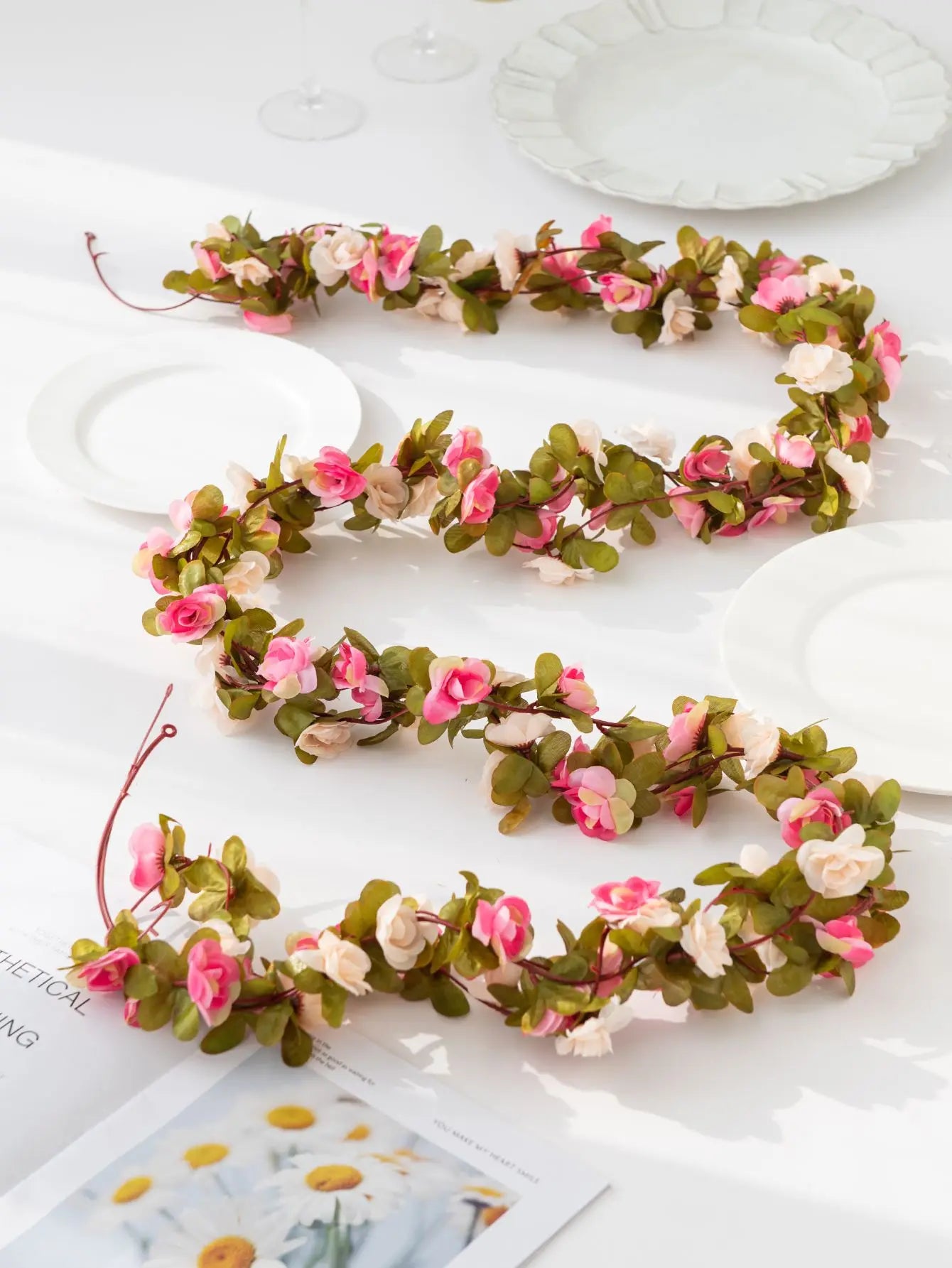 Artificial Silk Rose Vine Garland – Wedding & Home Decor