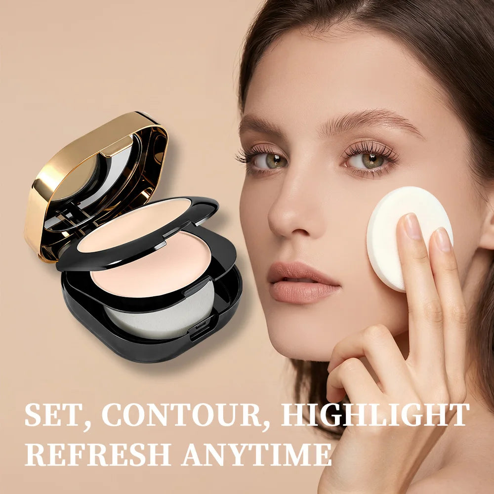 2 Shades Collagen Contour Setting Powder Waterproof Oil Control Matte Finish Brightening Long Lasting Foundation Pressed Powder Peaceful Pleasures Health and Wellness