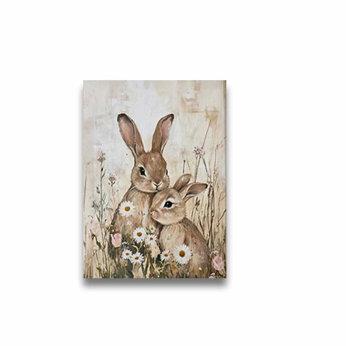 Easter Bunny Farmhouse Canvas Wall Art | Spring Floral Print