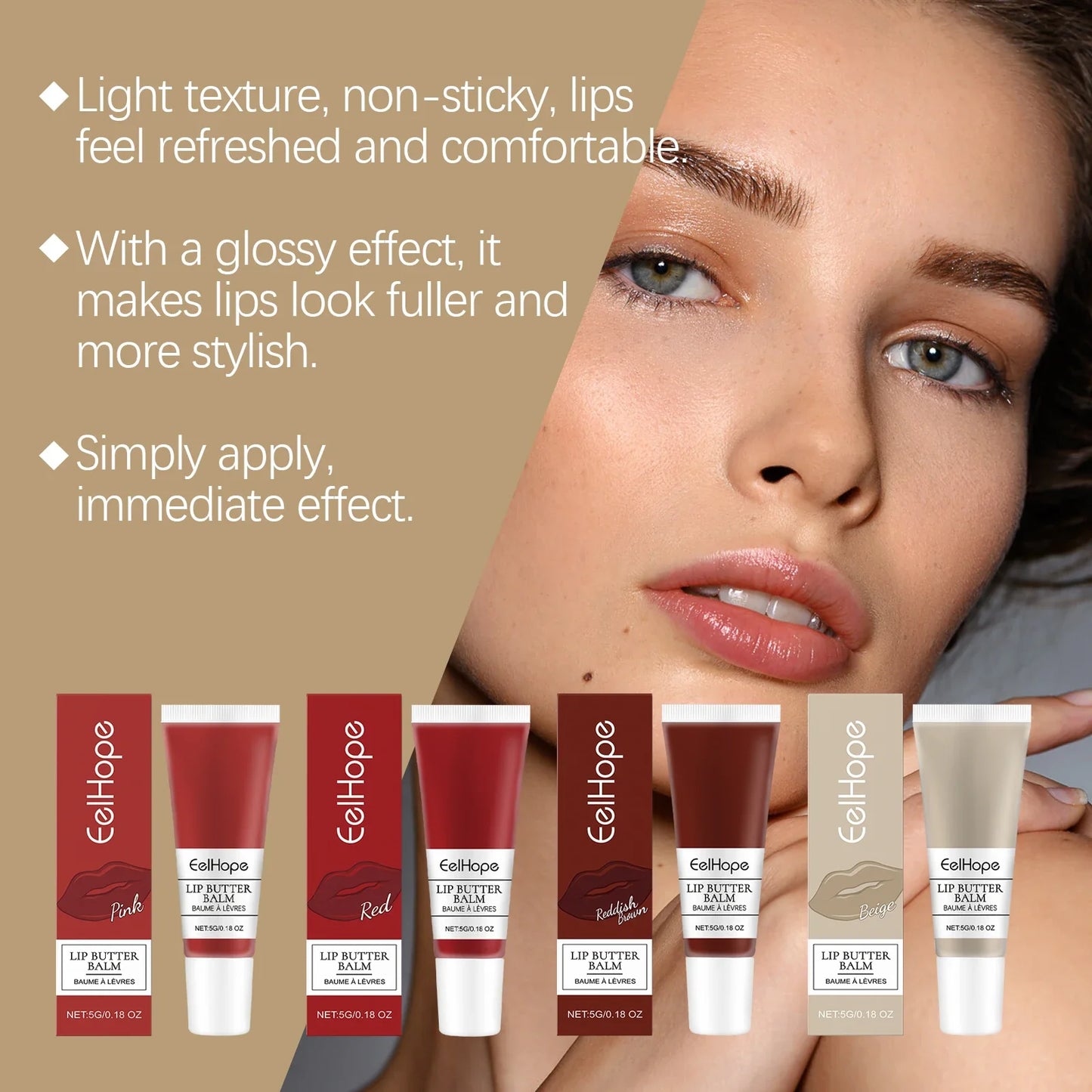 Eelhope 4-Color Lip Butter Balm Set – Moisturizing & Glossy
