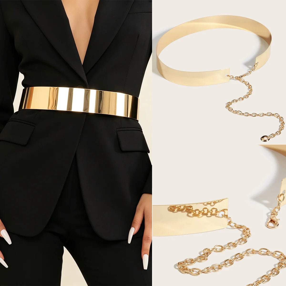 Classic Golden Metal Belt Trendy Adjustable Waist Chain Elegant Dress Girdle Body Jewelry For Women Daily Use Peaceful Pleasures Health and Wellness