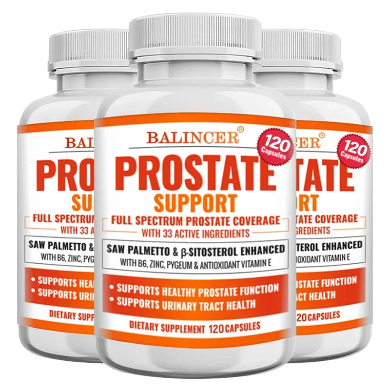 Beta-Sitosterol Saw Palmetto Capsules for Men's Prostate Health Vitamins Supports Hair Growth Men's Health Urinary Tract Health Peaceful Pleasures Health and Wellness 120 count-3 bottle