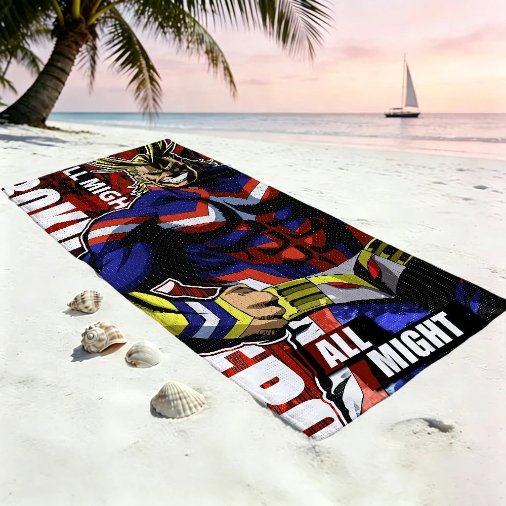 All Might Anime Quick-Dry Beach Towel | Gym, Travel & Pool Quick-Dry Beach Towel Peaceful Pleasures Health and Wellness