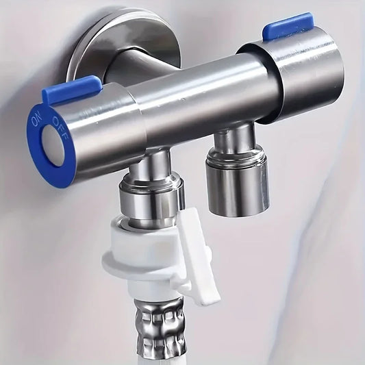 Stainless Steel Angle Valve – 1 Inlet 2 Outlet Dual Handle Plumbing Angle Valve Peaceful Pleasures Health and Wellness