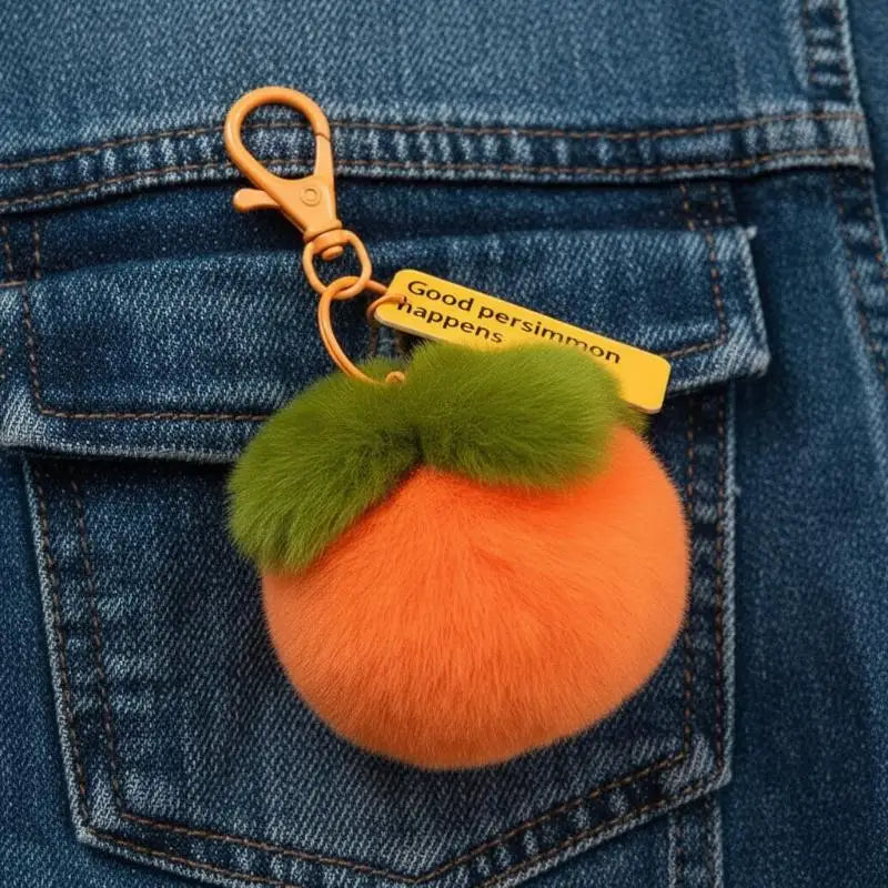 Plush Persimmon Lucky Keychain Bag Charm | Cute Fruit Pendant