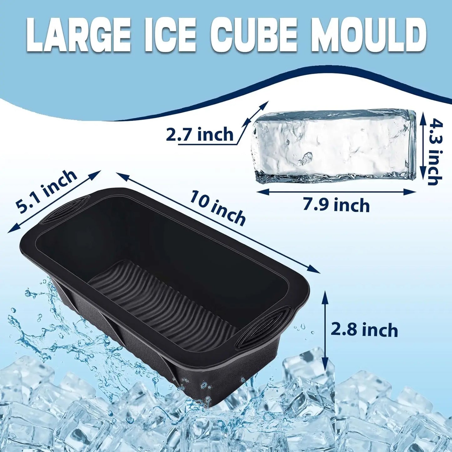 Large Silicone Ice Block Mold – Ice Bath, Big Cube Tray