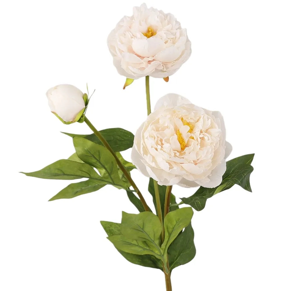 3-Head Real Touch Artificial Peony Stems | Lifelike Faux Flowers