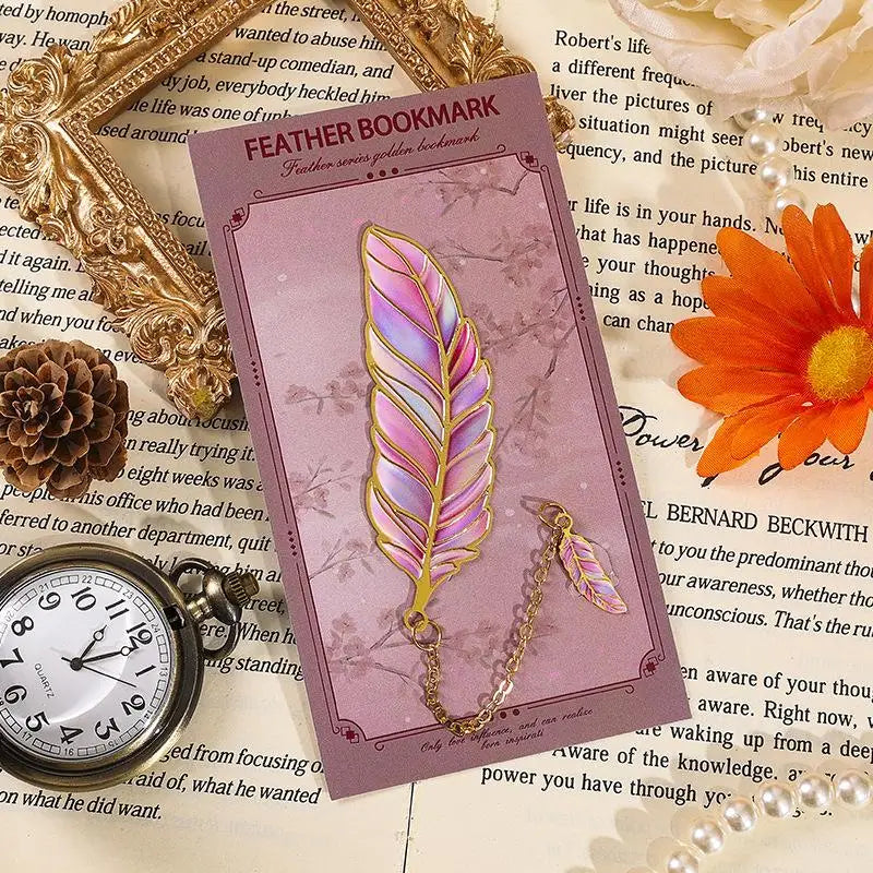 Vintage Gold Metal Bookmark with Chain Pendant | Page Divider