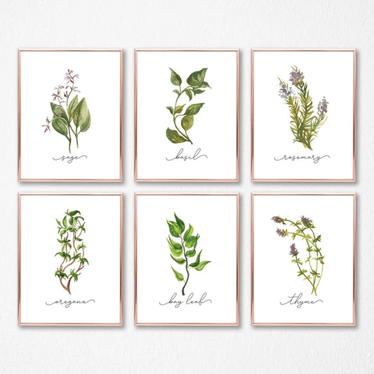 Herb Watercolor Canvas Wall Art | Kitchen Décor Print Canvas Wall Art Peaceful Pleasures Health and Wellness