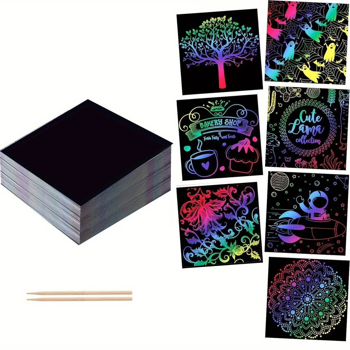 Bview Art Rainbow Scratch Paper Magic Drawing Notes 2 Stylus Xmas
