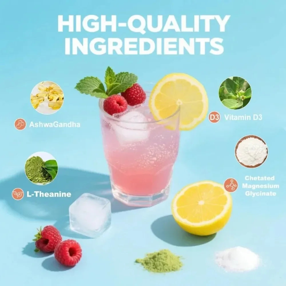 Adaptogenic Drink Mix Raspberry Lemonade | L-Theanine, Ashwagandha