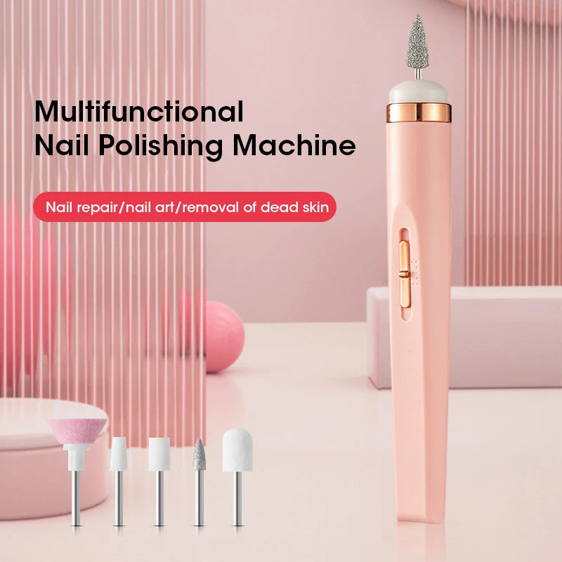 Electric Nail Polisher Portable Mini 5-in-1 Multi-functional Nail Care Machine for Nail Gel Removal Polishing Nail Art Peaceful Pleasures Health and Wellness