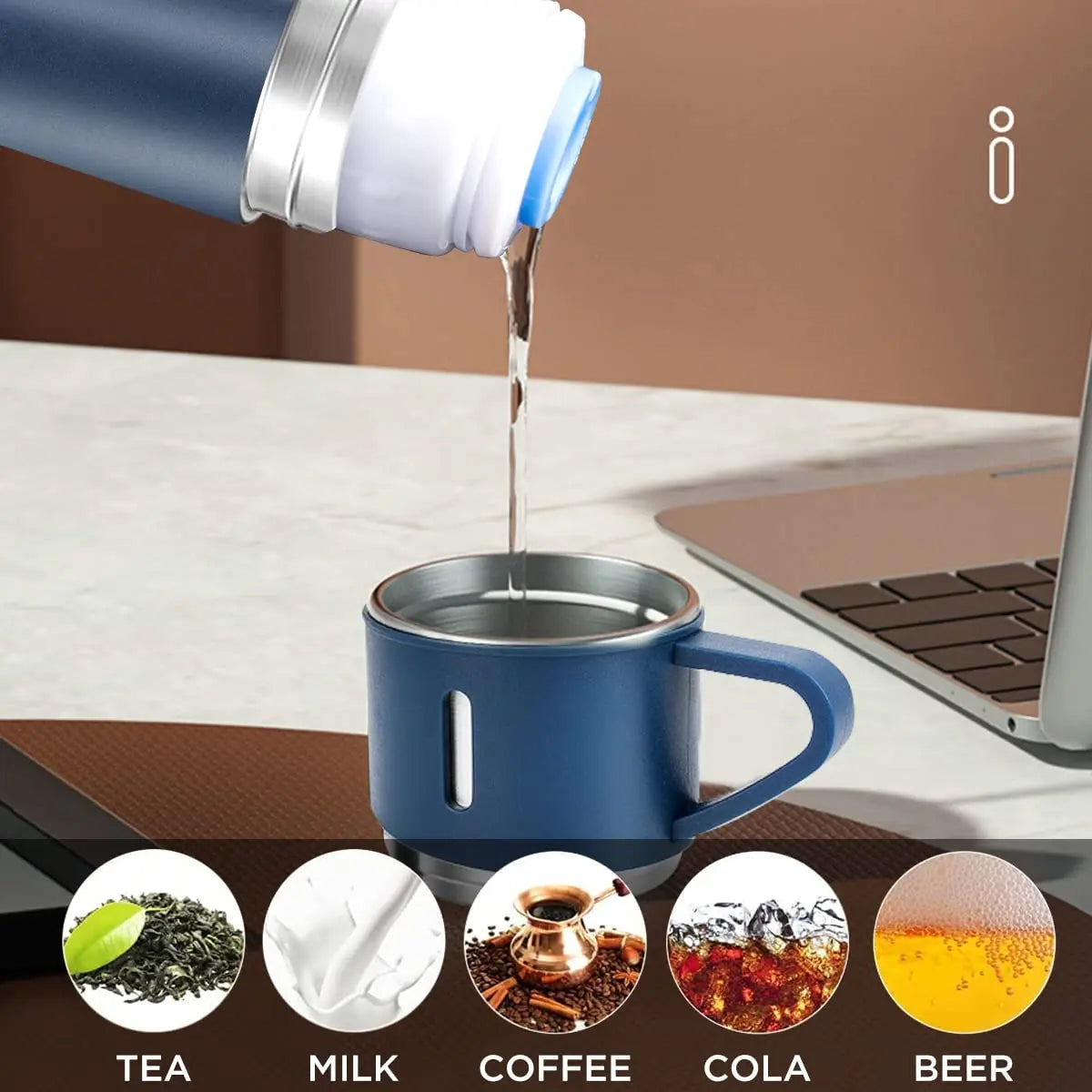 Vacuum-Insulated Stainless Steel Travel Thermos 500ml & Cup