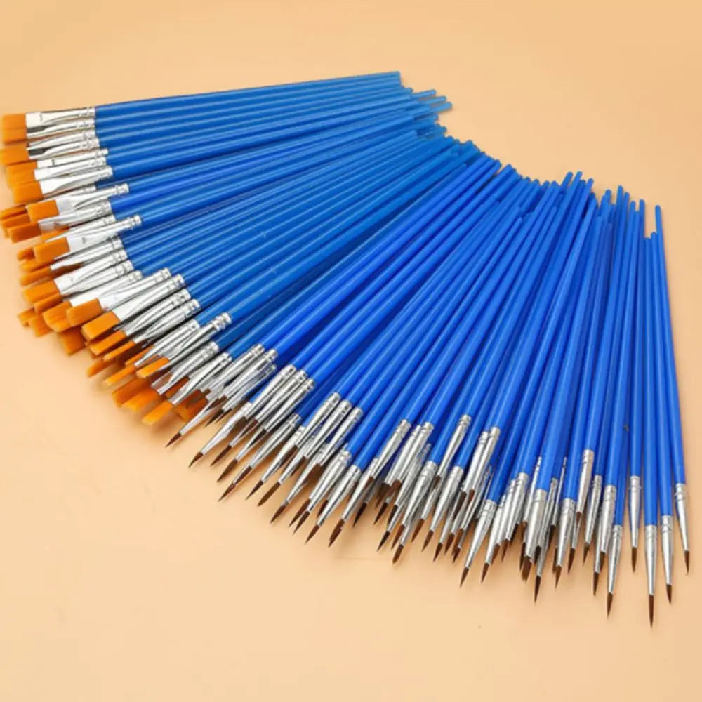 100 Pcs Tool Nylon Hair Paint Brushes Set Pointed Art Oil Painting Brushes Flat Ceramic Painting Supplies Watercolor Peaceful Pleasures Health and Wellness