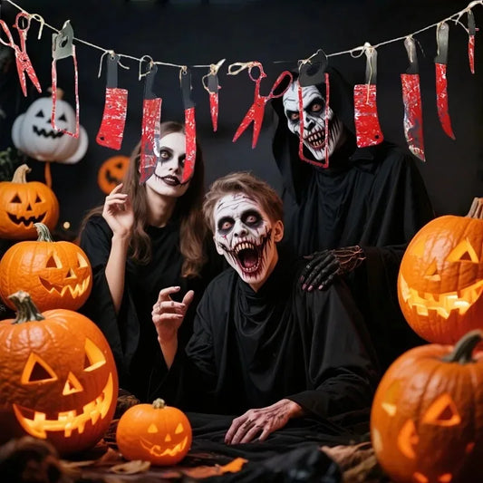 Halloween Bloody Knife Hanging Banner Horror Prop – 1–4 Sets Halloween Decoration Peaceful Pleasures Health and Wellness
