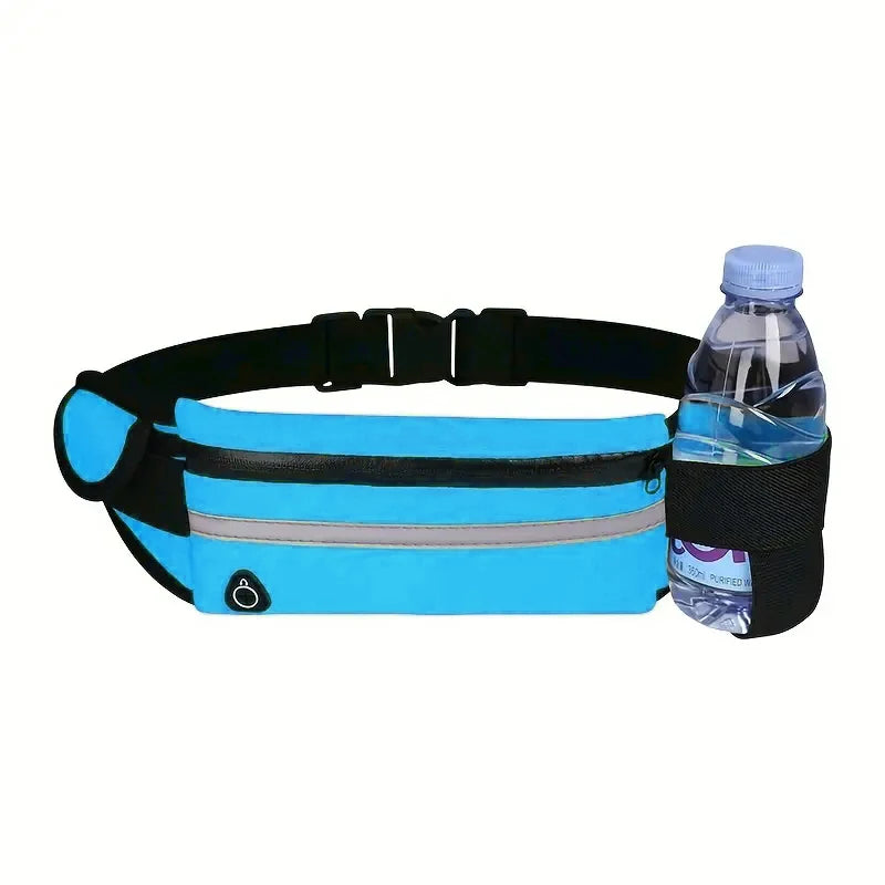 Outdoor Riding Running Waist Bag Marathon Running Bag Men Women Fitness With Water Bottle Waterproof Phone Sport Belt Waist Bags Peaceful Pleasures Health and Wellness blue