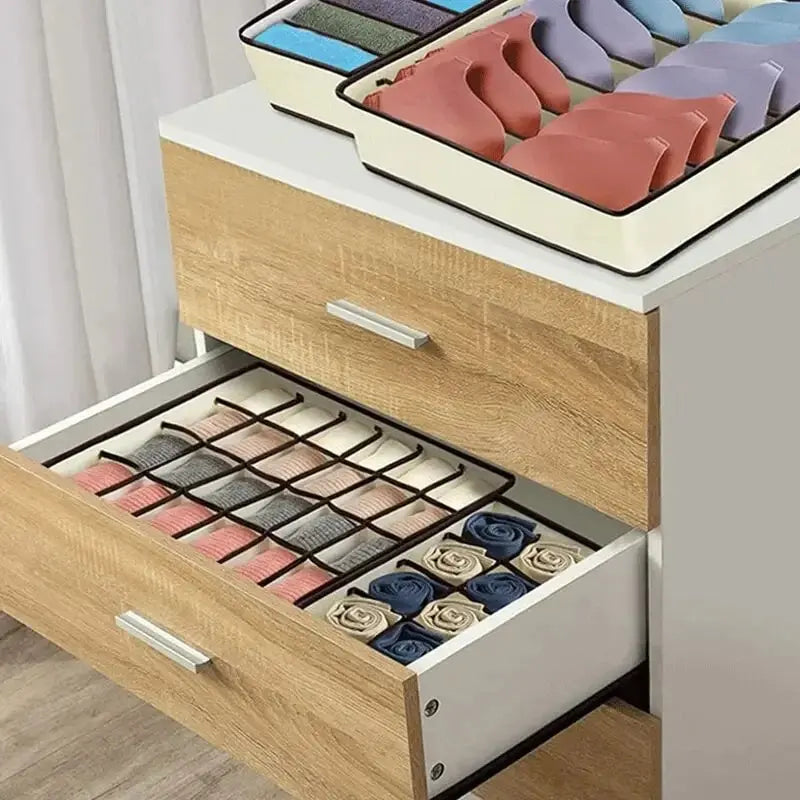 6/7/8/24 Grid Storage Box Beige Underwear Storage Box Four Piece Sock Storage Fabric Bra Storage Box Peaceful Pleasures Health and Wellness