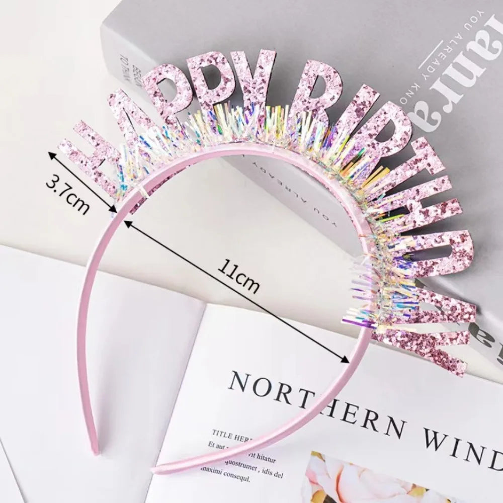 Glitter Happy Birthday Sequin Headband – Party Hair Accessory
